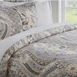 Pottery Barn KING SIZE Gracie Percale Duvet Cover + 2 KING Pillow Shams